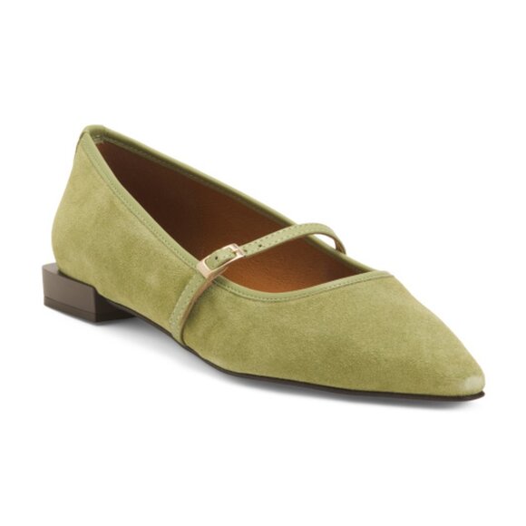 ANA PALMA Made In Spain Suede Mary Jane Square Toe Flats